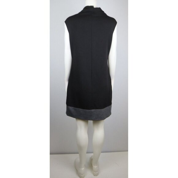 WOMEN'S BLACK STRETCH KNIT COWL NECK DRESS - POCKETS - GRASS COLLECTION - SIZE L - Picture 6 of 8